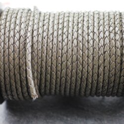 1 m Dark Greybrown, braided Leather 4 mm