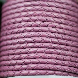 1 m Violet, braided Leather 4 mm