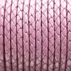 1 m Violet, braided Leather 4 mm