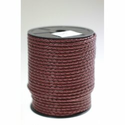 1 m Dark Red, braided Leather 4 mm