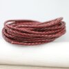 1 m Dark Red, braided Leather 4 mm