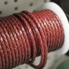 1 m Dark Red, braided Leather 4 mm