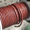 1 m Dark Red, braided Leather 4 mm