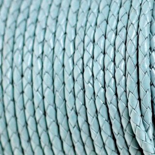 1 m Babyblue, braided Leather 4 mm