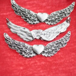 5 Winged Heart Pendants