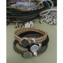5 Endpieces with Sliderbeads Set for Leather, Cords