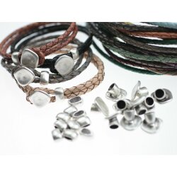 5 Endpieces with Sliderbeads Set for Leather, Cords