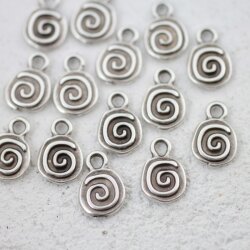 20 Antique Silver Spiral Charms, Spiral Pendant