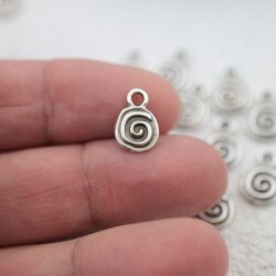 20 Antique Silver Spiral Charms, Spiral Pendant