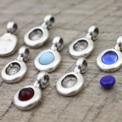 10 Cabochons Base Charms, for 4 - 5 mm flat back stone, Settings without stone