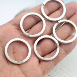 5 Metall Schlüsselanhänger Ringe, 30 mm, altsilber