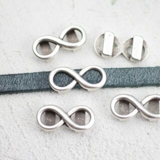 10 Infinity Schiebeperlen, large fr 8x3 mm Flaches Leder