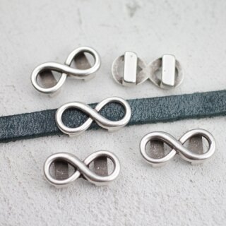 10 Infinity Schiebeperlen, large fr 8x3 mm Flaches Leder