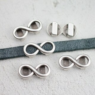 10 Infinity Schiebeperlen, large fr 8x3 mm Flaches Leder