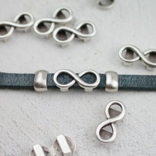 10 Infinity Schiebeperlen, large fr 8x3 mm Flaches Leder