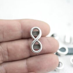 10 Infinity Sliderbeads, large for 8x3 mm flat leather