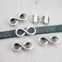 10 Infinity Schiebeperlen, large für 8x3 mm Flaches Leder