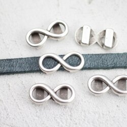 10 Infinity Sliderbeads, large for 8x3 mm flat leather