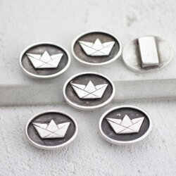 5 Antique Silver Little Boat Slider beads DIY Necklaces,...