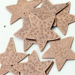 5 Star Pendants 43x30 mm, Antique Copper