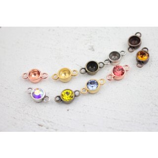 10 Stk. 2-sen Anhnger Fassung -small- fr 8 mm Chatons Swarovski Stein