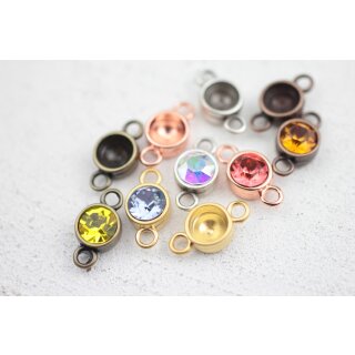 10 Stk. 2-sen Anhnger Fassung -small- fr 8 mm Chatons Swarovski Stein