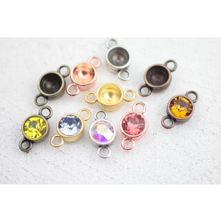10 Stk. 2-sen Anhnger Fassung -small- fr 8 mm Chatons Swarovski Stein