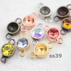 10 pcs. 2 Loop Pendants setting -small-  for 8 mm Chatons Swarovski Crystals