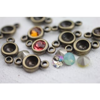10 Stk. 2-sen Anhnger Fassung -large- fr 8 mm Chatons Kristalle