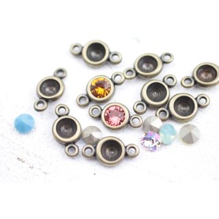 10 Stk. 2-sen Anhnger Fassung -large- fr 8 mm Chatons Kristalle