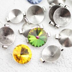 5 pcs. 2 Tube Pendants cups for 14 mm Rivoli Swarovski...