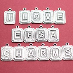 Letter Pendants, Charms - antique silver