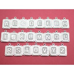 Letter Pendants, Charms - antique silver