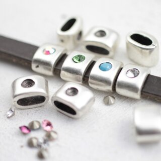 4 mm Chatons Schiebeperle 14x9 mm für 10x2 mm Flaches Leder
