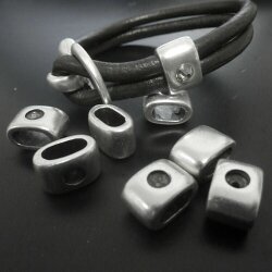 5 pcs. 4 mm Chatons Sliderbeads 14x9 mm for 10x2 mm flat braided leather