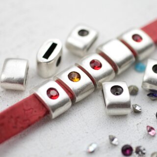 4 mm Chatons Schiebeperle 14x9 mm für 8x3 mm Flaches Leder