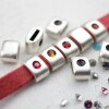 5 pcs. 4 mm Chatons Sliderbeads 14x9 mm for 8x3 mm flat braided leather