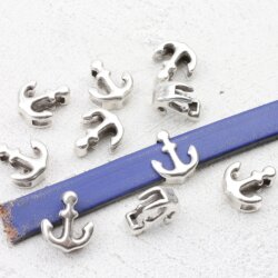 10 Anchor Slider Beads, antique silver