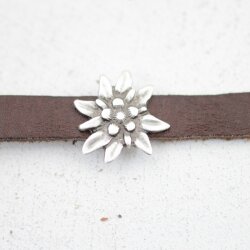 10 Noble, Edelweiss Sliderbeads 21 mm for 8x2,5 mm flat braided leather