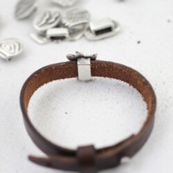 10 Silber Edelweiß Schiebeperlen DIY Ringe, Armbänder, Choker Halskette