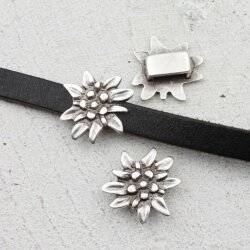 10 Noble, Edelweiss Sliderbeads 21 mm for 8x2,5 mm flat braided leather