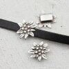 10 Noble, Edelweiss Sliderbeads 21 mm for 8x2,5 mm flat braided leather