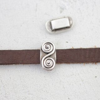 Schnörkel Schiebeperlen 20x10 mm für 8x2,5 mm Flaches Leder