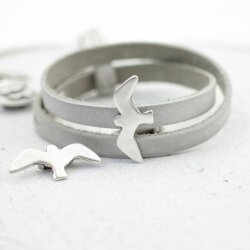 10 Seagull, Gull Sliderbeads 32x13 mm for 8x2,5 mm flat braided leather