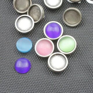 10 Cabochons Schiebeperlen fr 12 mm Cabochons, fr 8x2,5 mm Flaches Leder