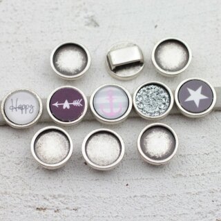 10 Cabochons Schiebeperlen fr 12 mm Cabochons, fr 8x2,5 mm Flaches Leder