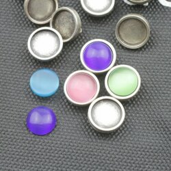 10 pcs. 12 mm Cabochons Sliderbeads for 8x2,5 mm flat braided leather