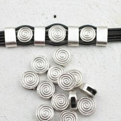 10 Spinner Sliderbeads ø 10 mm for 8x2,5 mm flat braided leather