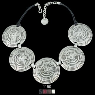 Abundant Necklace with round metal elements, Water circles