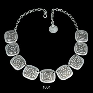 Necklace with Square Spiral shaped metal elements